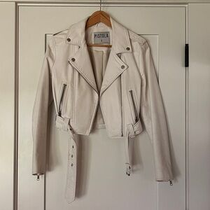 Pistola White Faux Leather Jacket
